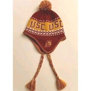 NCAA USC Trojans '47 Earflap Pom Beanie Hat Cap Embroidered OS
